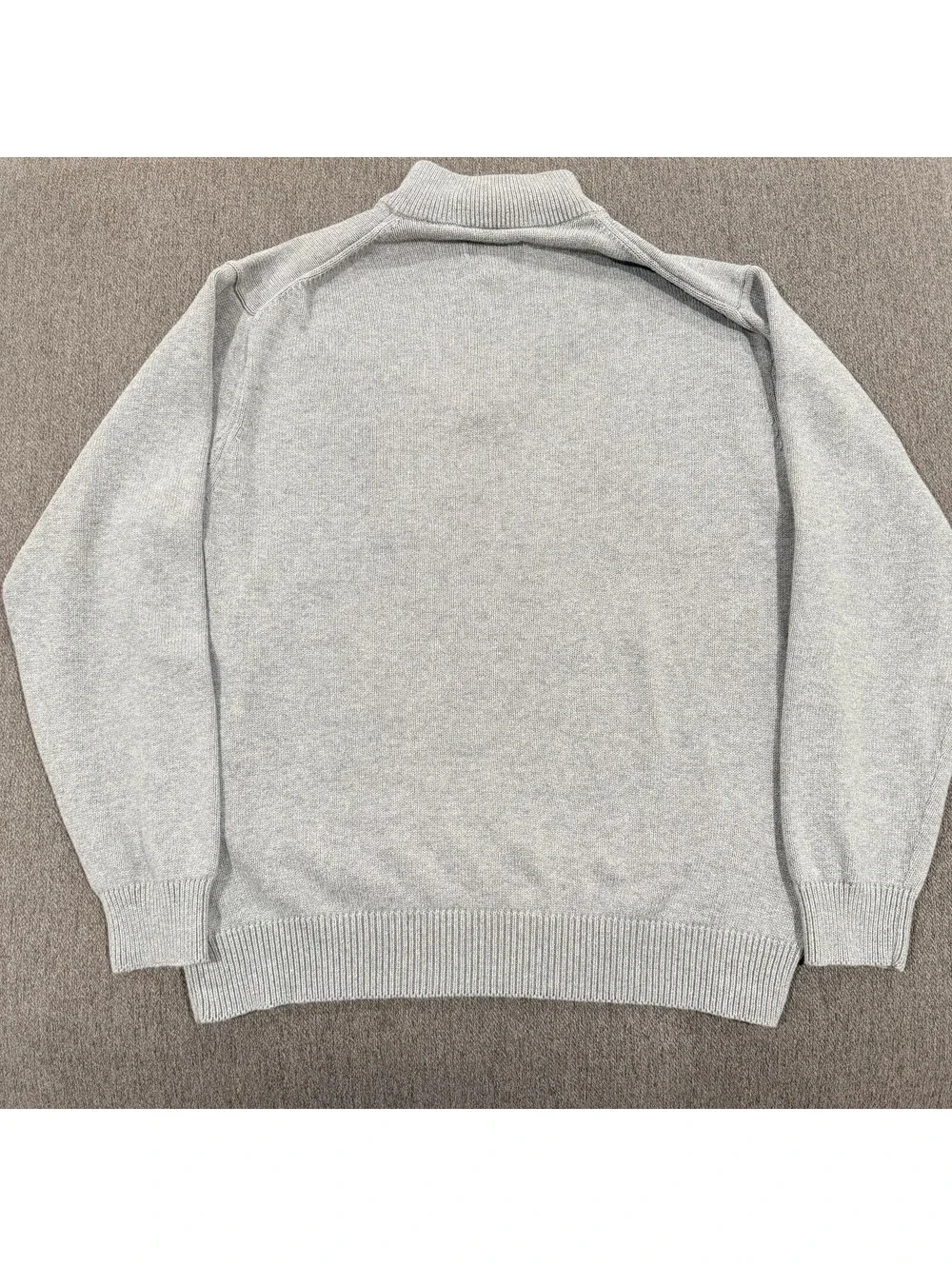 David Taylor Quarter Zip Sweater Mens L Gray Cotton Nordic Fair Isle Mock Neck